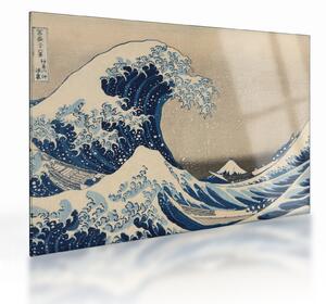 Tablou pe sticlă - Katsushika Hokusai, Under the Wave off Kanagawa, reproducere (70x50 cm)
