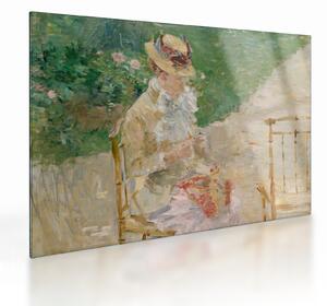 Tablou pe sticlă - Berthe Morisot, Young Woman Knitting, reproducere (70x50 cm)