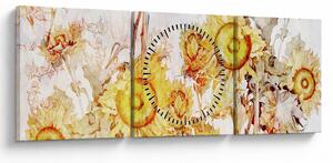 Tablou - Floarea-soarelui,pictură (cu ceas) (90x30 cm)