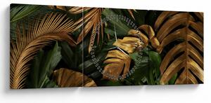 Tablou - Frunze aurii (cu ceas) (90x30 cm)
