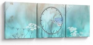 Tablou - Fluture în albastru (cu ceas) (90x30 cm)