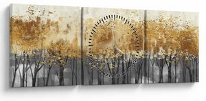 Tablou - Copaci aurii (cu ceas) (90x30 cm)