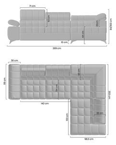 Canapea de colț pentru sufragerie Dragonis Dreapta - Grafit Zetta 305