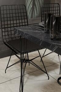Set masa dreptunghiulara aspect marmura cu 4 scaune din cadru metalic si pernuta 120x60 cm