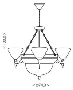 Brilagi - Lustru suspendat pe lanț DAHLIA 6xE27/40W/230V diam. 74 cm alamă