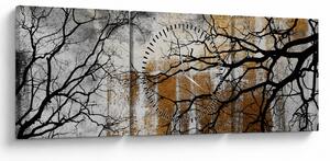 Tablou - Siluetă copac (cu ceas) (90x30 cm)