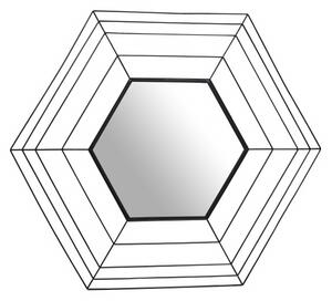 Oglinda hexagonala cu rama din metal neagra Romeo, 1.5cm (L / D) x 69cm (W) x 79.5cm (H)
