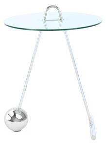 Masuta laterala rotunda din sticla Pendulum 46x46x60 alb/argintiu