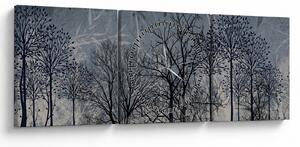 Tablou - Siluetă copac și frunze (cu ceas) (90x30 cm)