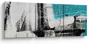 Tablou - Abstract turcoaz (cu ceas) (90x30 cm)