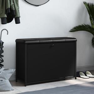 Bancă pantofi cu sertar rabatabil, negru, 82x32x56 cm