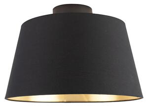 Lampă de tavan cu abajur de bumbac negru cu auriu 32 cm - negru Combi