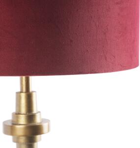 Lampă de masă Art Deco nuanță de catifea bronz roșu 50 cm - Diverso