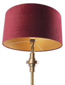 Lampă de masă Art Deco nuanță de catifea bronz roșu 50 cm - Diverso