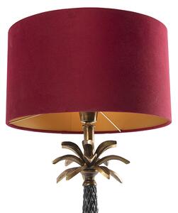 Lampă de masă Art Deco bronz cu catifea roșie catifelată 35 cm - Areka
