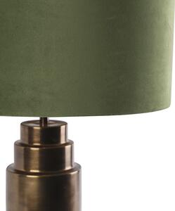 Lampă de masă Art Deco nuanță de catifea bronz verde cu aur 50cm - Bruut
