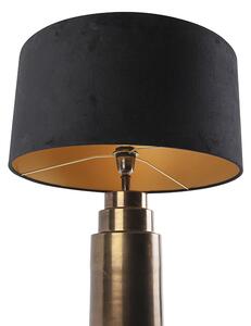 Lampă de masă Art Deco nuanță de catifea bronz negru cu aur 50cm - Bruut
