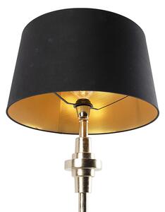 Lampă de masă Art Deco neagră cu abajur de bumbac negru 45 cm - Diverso