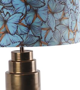 Lampă de masă bronz cu nuanță de fluture din velur 50 cm - Bruut