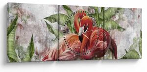 Tablou - Flamingo (cu ceas) (90x30 cm)