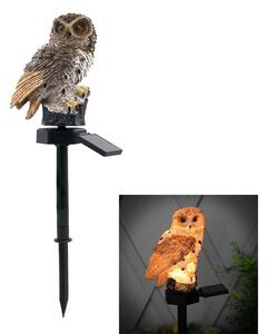 Lampa solara LED bufnita exterior, rezistenta interperii, IP67, 40mAh, 0,2 W, 1,2V, 43 x 15cm, maro