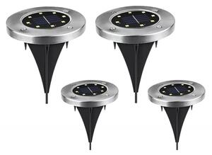 Set 4 lampi solare LED exterior, 8 LED-uri, rezistenta interperii, IP67, 4000K, 13 x 11,5cm, negru/argintiu