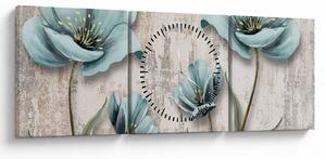 Tablou - Flori texturate (cu ceas) (90x30 cm)