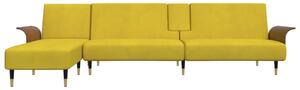 Canapea extensibilă în formă de L galben 279x140x70 cm catifea