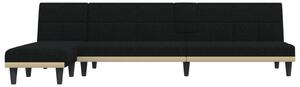 Canapea extensibilă în formă de L negru 255x140x70 cm textil