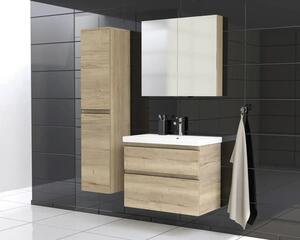 Dulap baie cu oglindă Jungborn TRENTA 80x72 cm PAL stejar Halifax 2 uşi