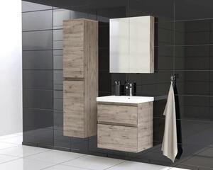 Dulap baie înalt suspendat 35x161,8 cm PAL stejar Wellington Jungborn TRENTA dr. mâner negru