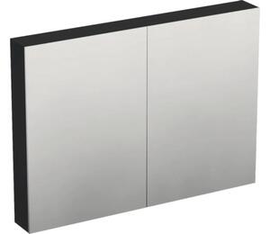 Dulap baie cu oglindă Jungborn TRENTA 100x72 cm PAL riflaj negru 2 uşi