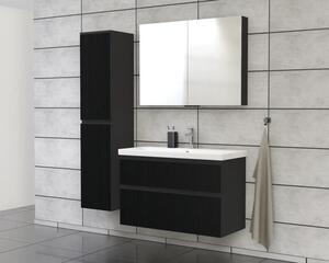 Dulap baie cu oglindă Jungborn TRENTA 100x72 cm PAL riflaj negru 2 uşi