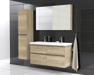 Dulap baie cu oglindă Jungborn TRENTA 120x72 cm PAL stejar Halifax 3 uşi