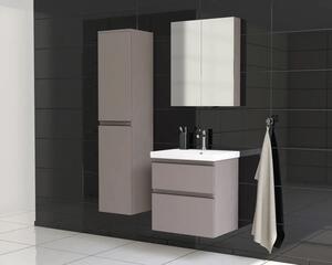 Dulap baie înalt suspendat 35x161,8 cm PAL Basalto Jungborn TRENTA dr. mâner negru