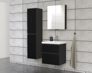 Dulap baie înalt suspendat 35x161,8 cm PAL negru mat Jungborn TRENTA dr. riflaj 2