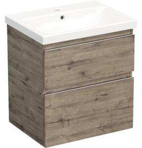 Set mobilier baie suspendat Jungborn TRENTA 60 cm stejar Wellington mâner crom
