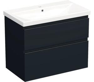 Set mobilier baie suspendat Jungborn TRENTA 80 cm albastru mâner negru