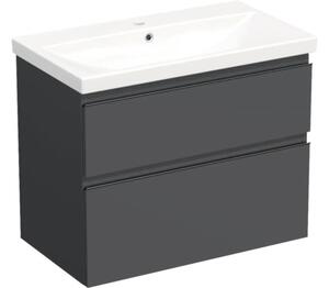Set mobilier baie suspendat Jungborn TRENTA 80 cm antracit mâner negru