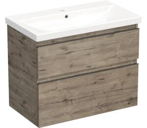 Set mobilier baie suspendat Jungborn TRENTA 80 cm stejar Wellington mâner negru