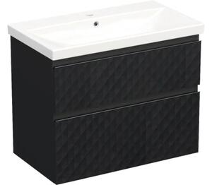 Set mobilier baie suspendat Jungborn TRENTA 80 cm geometric 2 negru