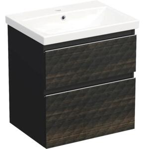 Set mobilier baie suspendat Jungborn TRENTA 60 cm negru-maro mâner crom