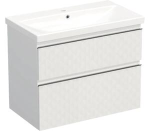 Set mobilier baie suspendat Jungborn TRENTA geometric 80 cm alb mâner negru