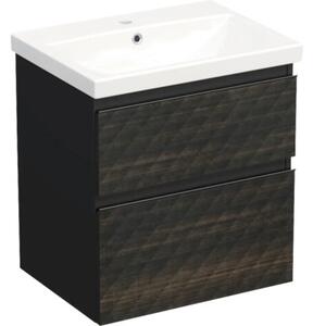 Set mobilier baie suspendat Jungborn TRENTA 60 cm negru-maro mâner negru