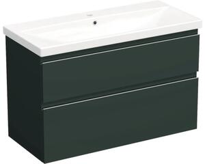Set mobilier baie suspendat Jungborn TRENTA 100 cm verde salvie mat mâner crom