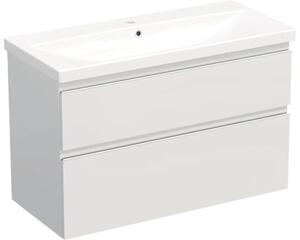 Set mobilier baie suspendat Jungborn TRENTA 100 cm alb lucios mâner alb