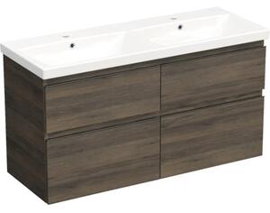 Set mobilier baie suspendat Jungborn TRENTA 120 cm stejar Gladstone mâner negru