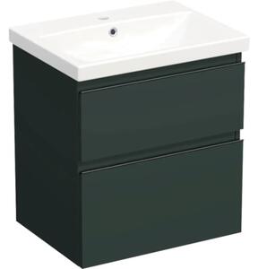 Set mobilier baie suspendat Jungborn TRENTA 60 cm verde salvie mat mâner negru