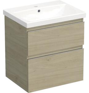 Set mobilier baie suspendat Jungborn TRENTA 60 cm stejar Kendal mâner crom