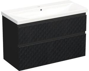 Set mobilier baie suspendat Jungborn TRENTA 100 cm geometric 2 negru